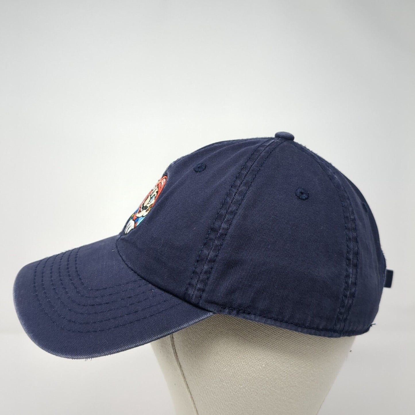 Super Mario Slideback Hat Blue One Size Solid Embroidered Nintendo