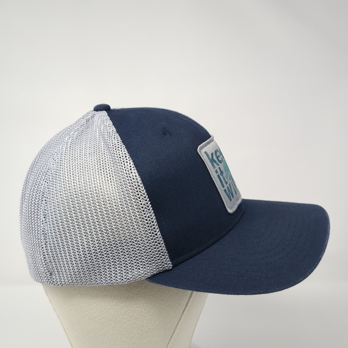 Keep It Wild Fitted Mesh Back Trucker Hat Blue XL Colorblock Columbia