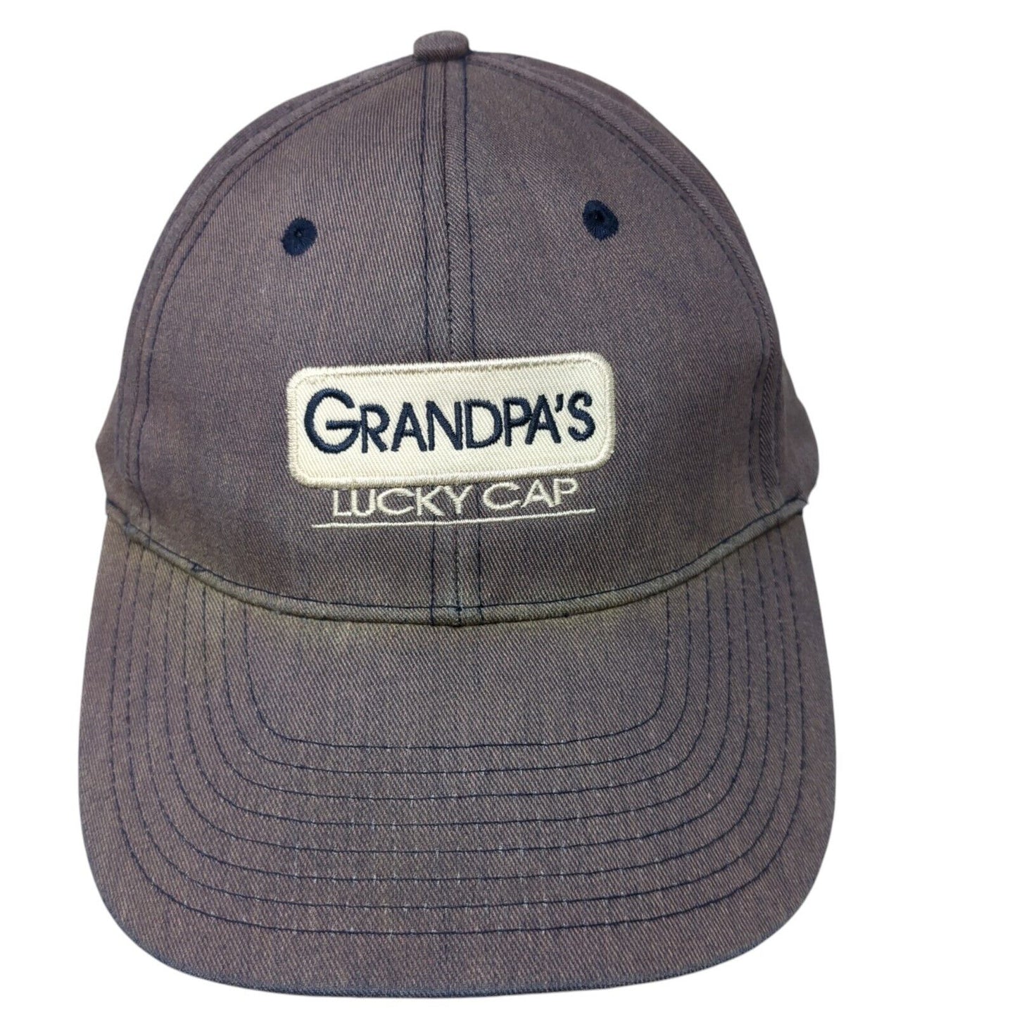 Grandpa's Lucky Cap Slideback Hat Gray One Size Embroidered Signatures