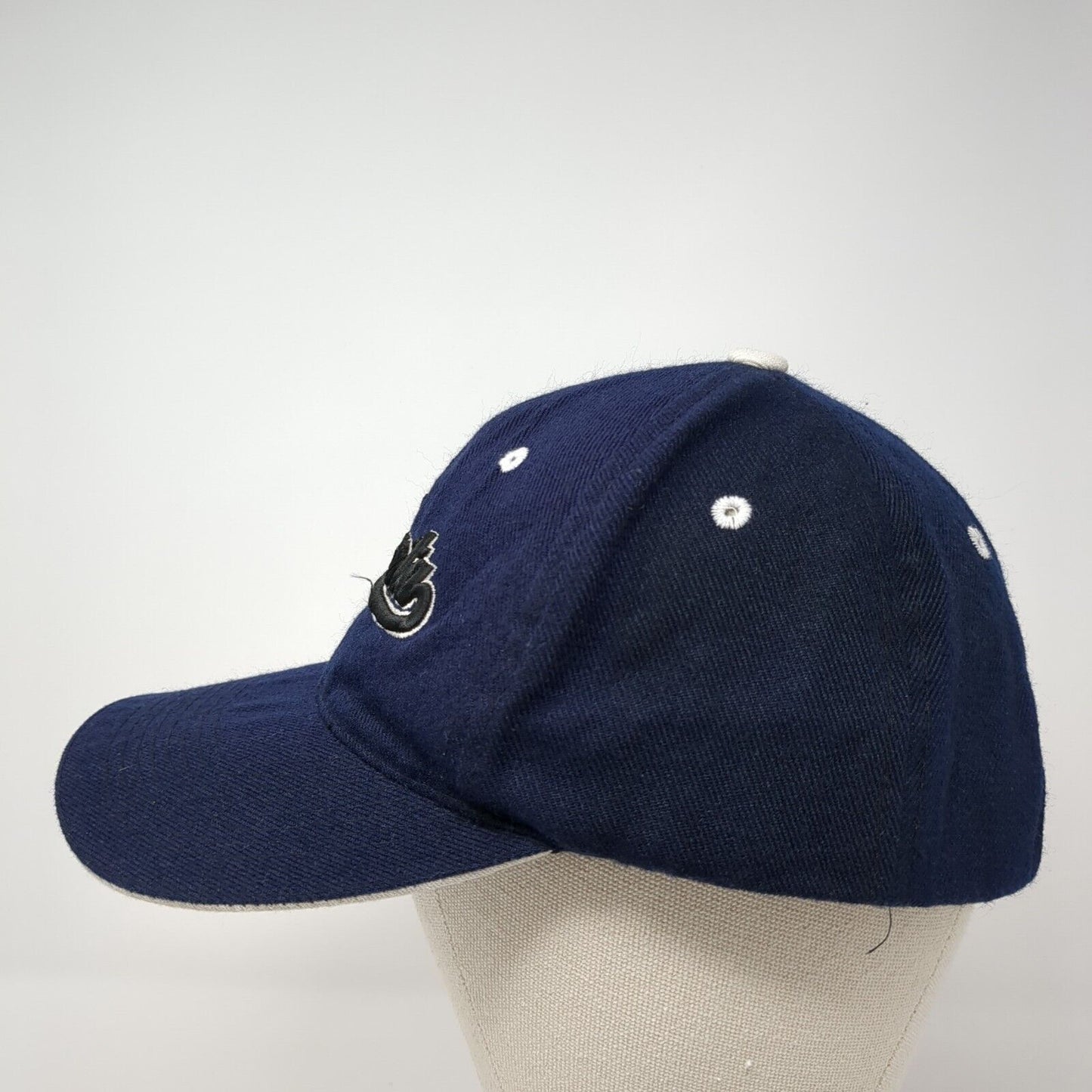 Atlanta Strapback Hat Blue One Size Adjustable Embroidered Vented Holes 6 Panel