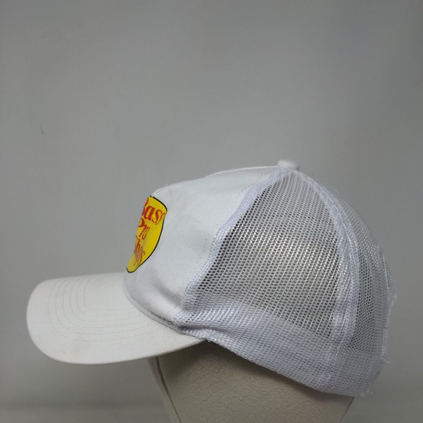 Bass Pro Shops Snapback Trucker Hat White OSFM Adjustable Mesh Back Gone Fishing