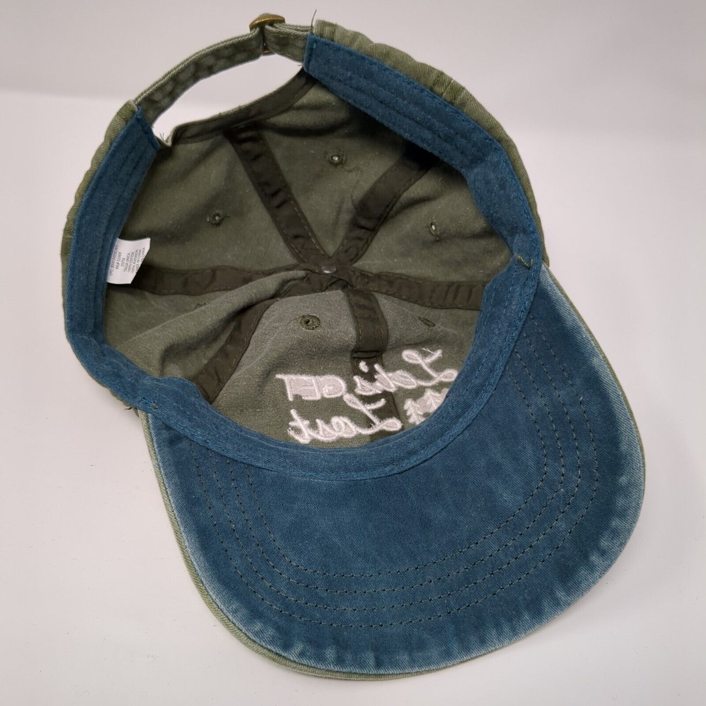 Let's Get Lost Slideback Hat Green OS Adjustable Embroidered 6 Panel Cotton