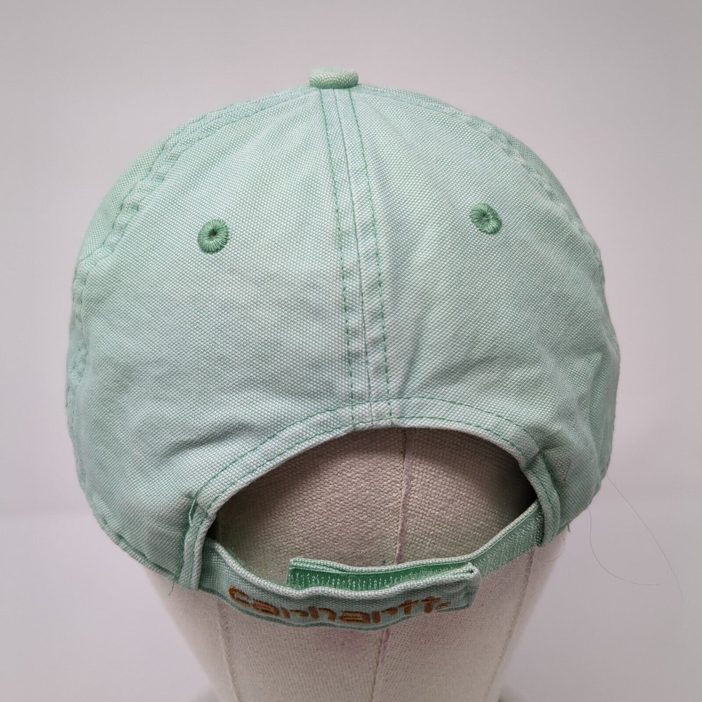 Carhartt Leather Patch Strapback Hat Green One Size Adjustable 6 Panel