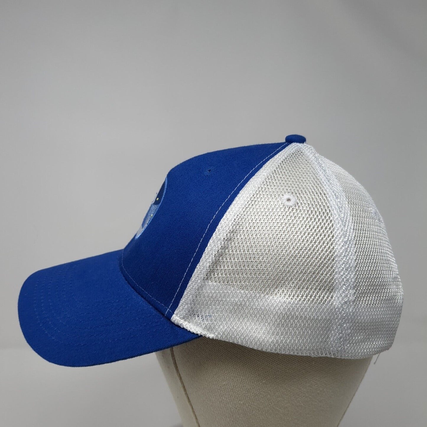 Atlassian Strapback Mesh Back Trucker Hat Blue One Size Quake City Caps