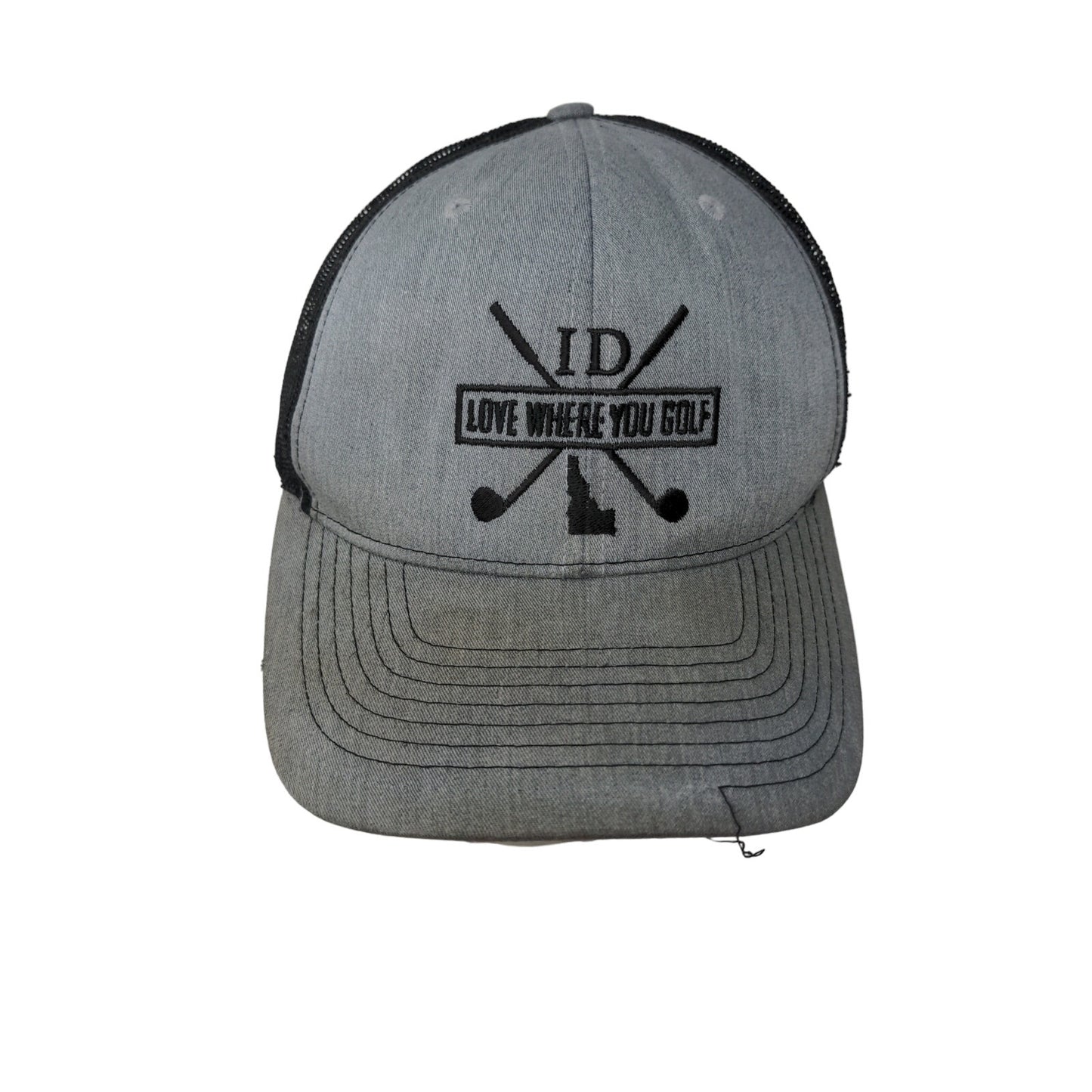 Idaho Golf Mesh Back Snapback Hat Love Where You Golf Gray Embroidered
