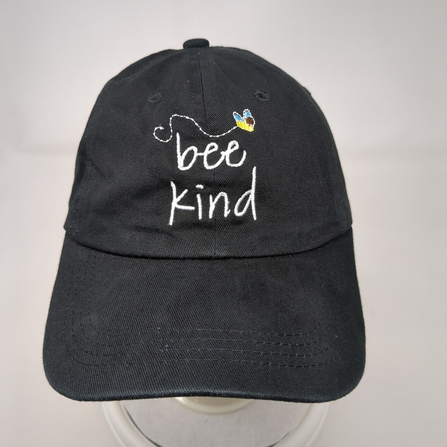 Bee Kind Slideback Hat Black OSFA Adjustable Embroidered 6 Panel
