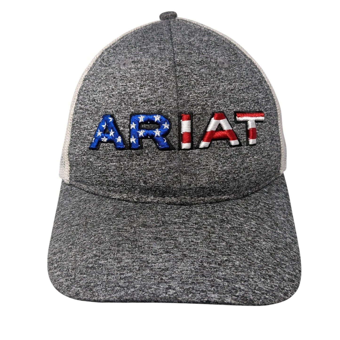 Ariat American Flag Snapback Trucker Hat Gray OSFA Mesh Back 6 Panel