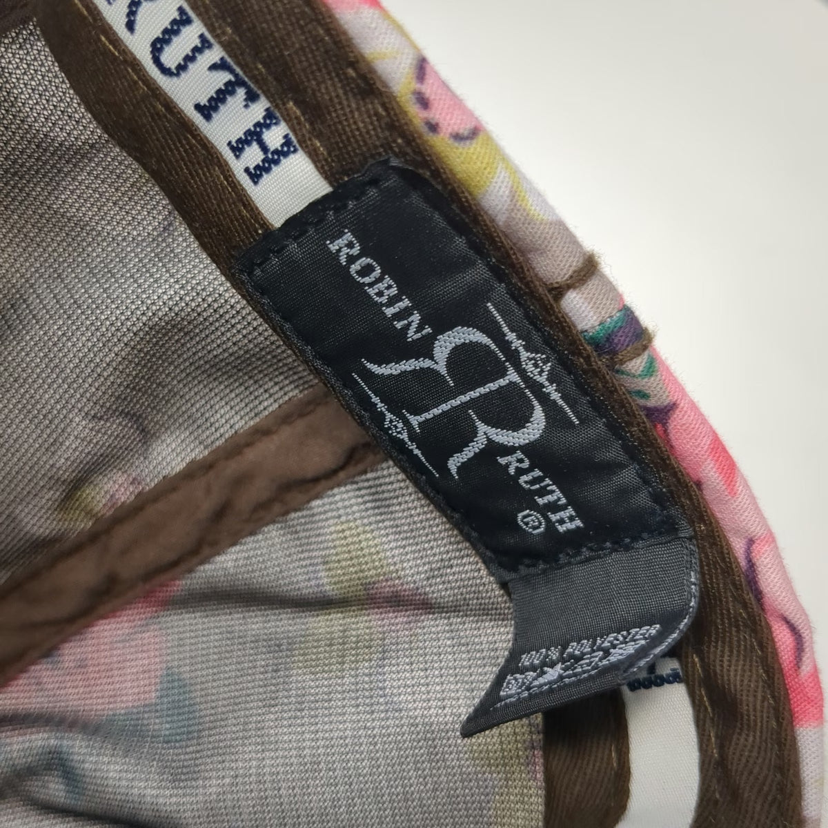Robin Ruth 5 Panel Hat Gray Pink Floral Alaska Quilted Distressed One Size
