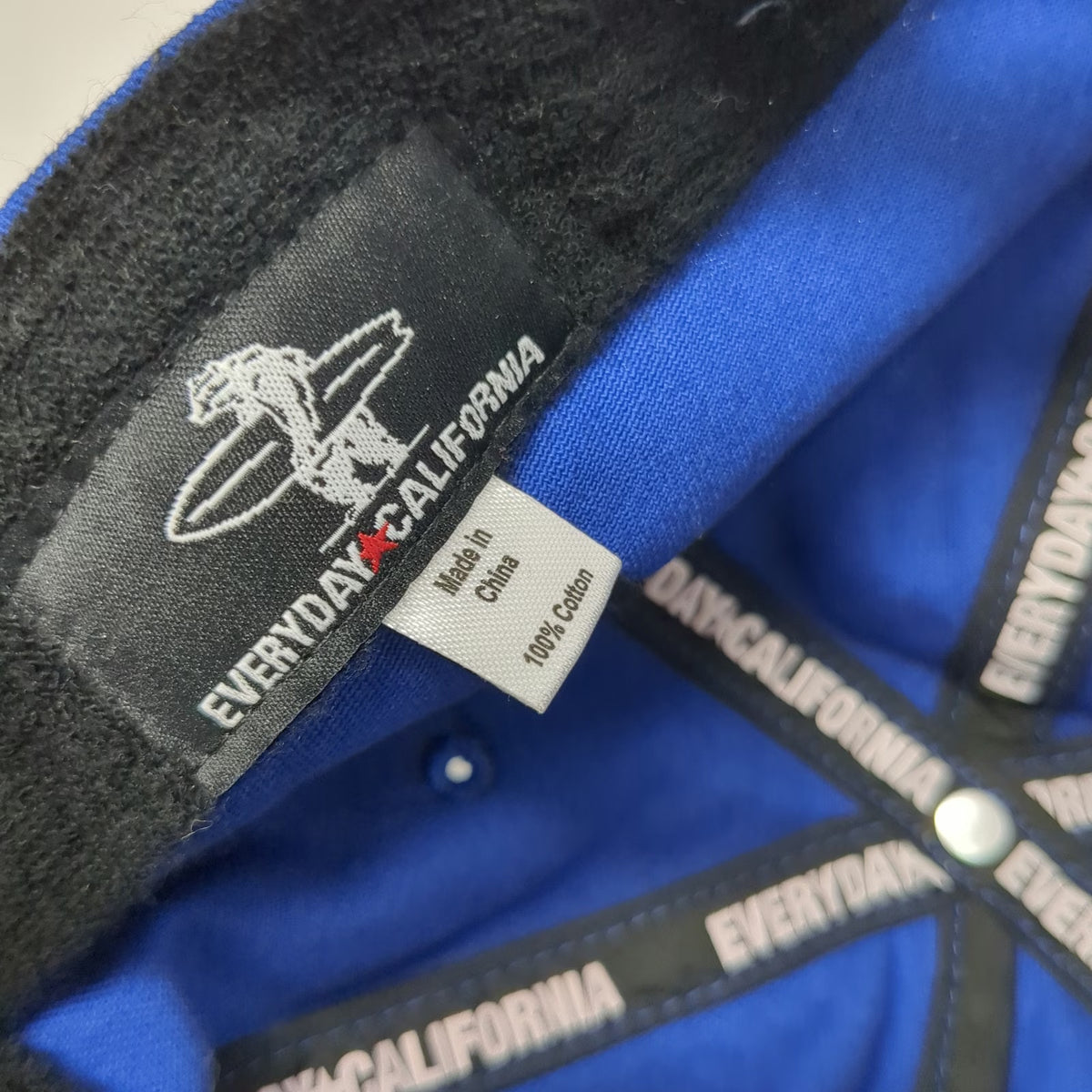 Everyday California 5 Panel Blue One Size Snapback Hat Surfing Bear Logo Cotton