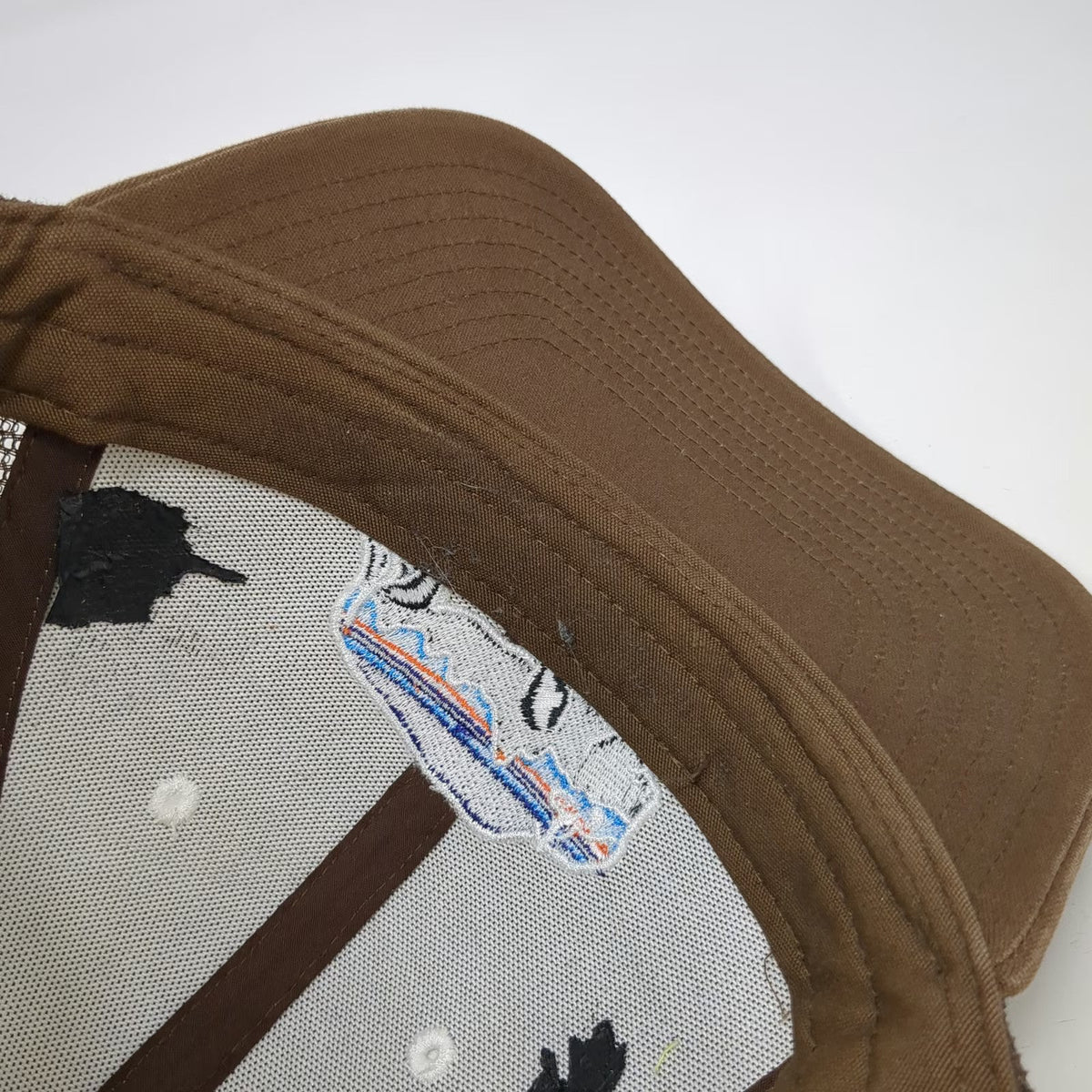 Patagonia Trucker Hat Brown Beige One Size Bison Logo Mesh Snapback Hiking Cap