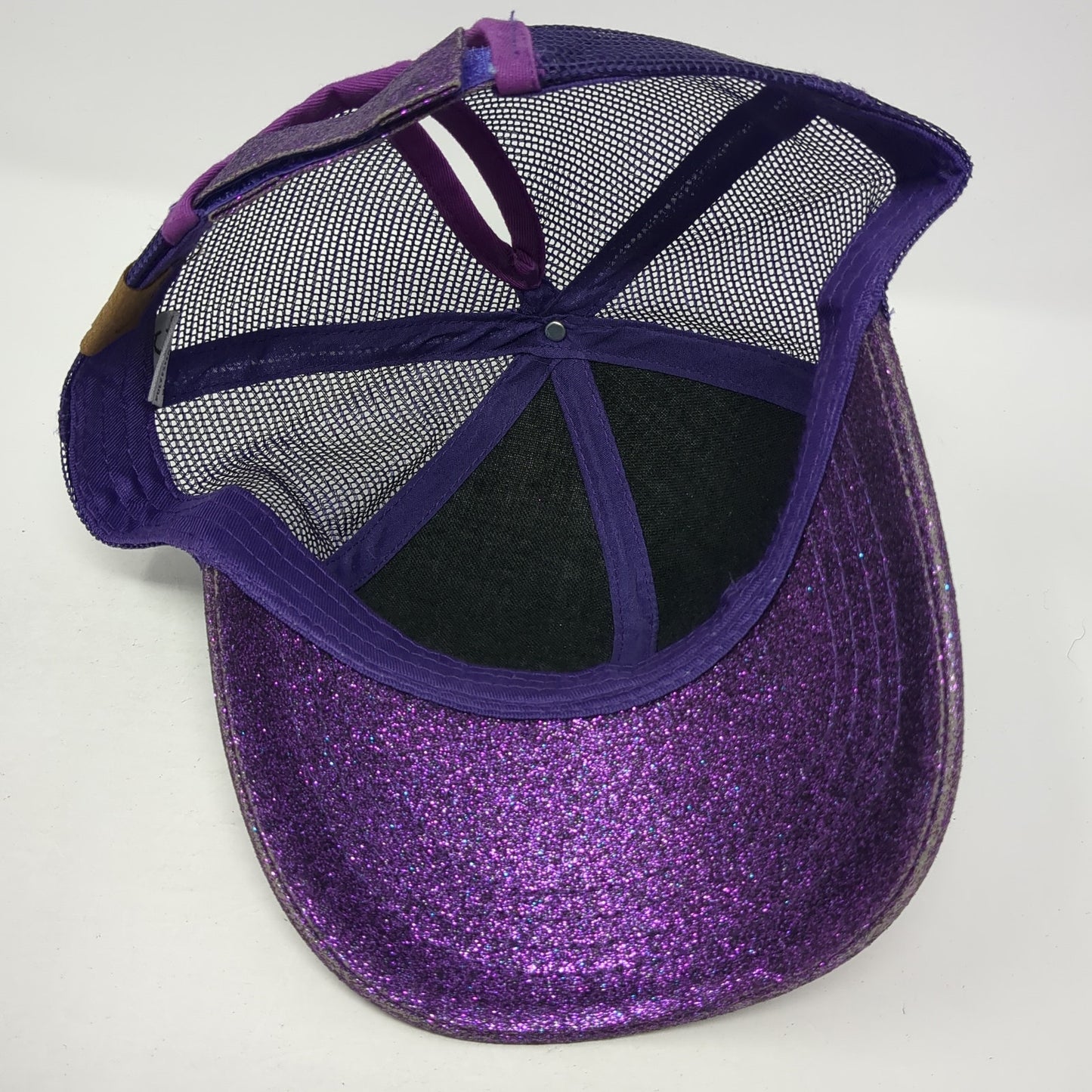 C.C Exclusives Strapback Trucker Hat Purple One Size Mesh Back Ponytail