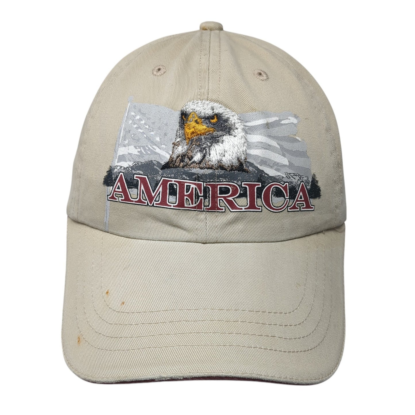 Bald Eagle America Baseball Cap Brown One Size Adjustable Embroidered Patriotic