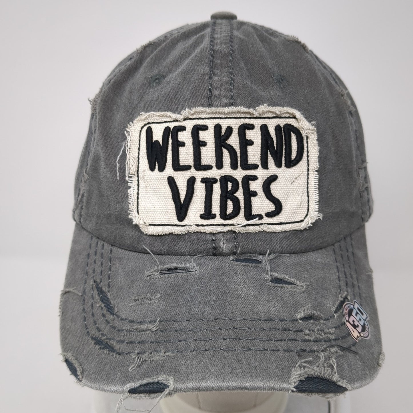 Weekend Vibes Strapback Hat Gray One Size 4350 District Distressed