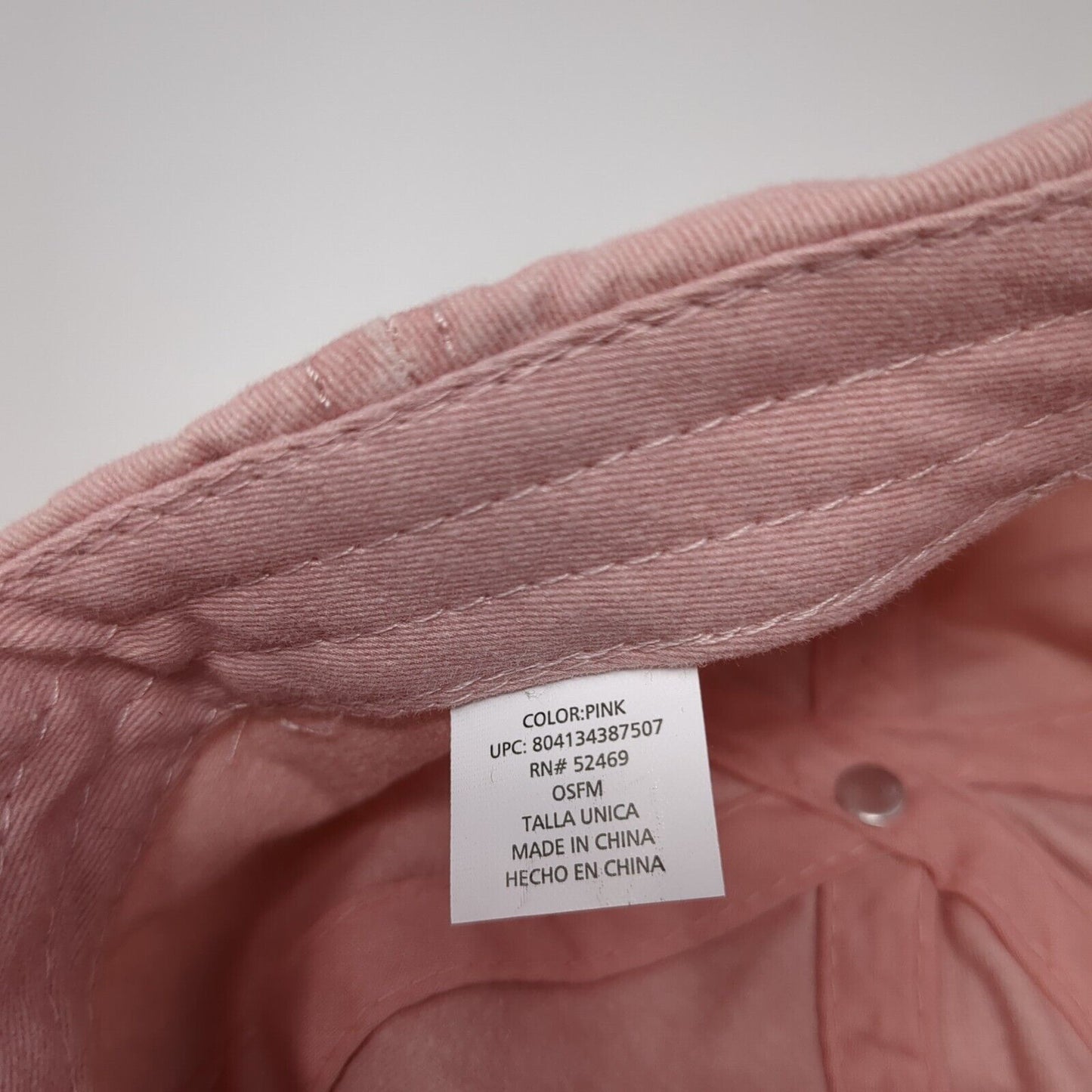 Unbranded Slideback Hat Pink One Size Adjustable Vented Holes 6 Panel Blank