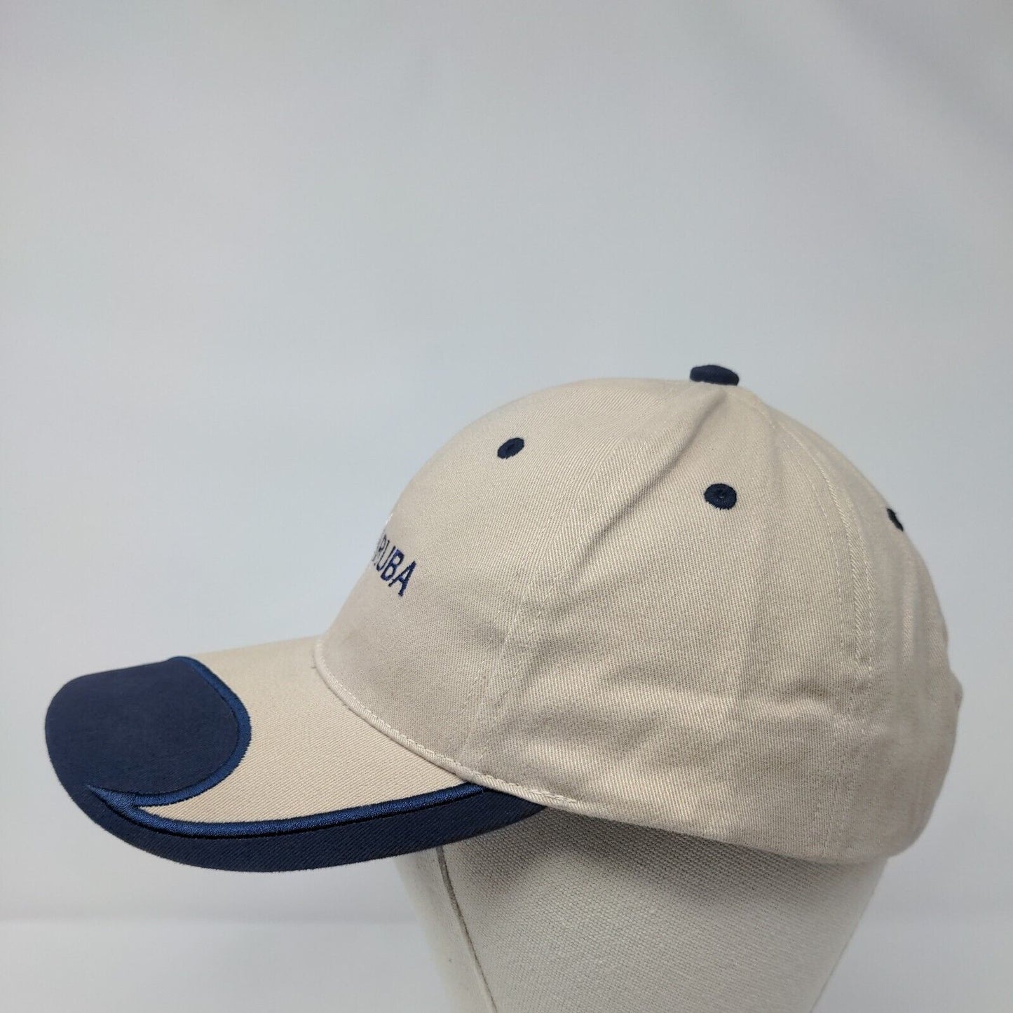 Aruba Palm Tree Slideback Hat Tan OSFA Adjustable Embroidered 6 Panel