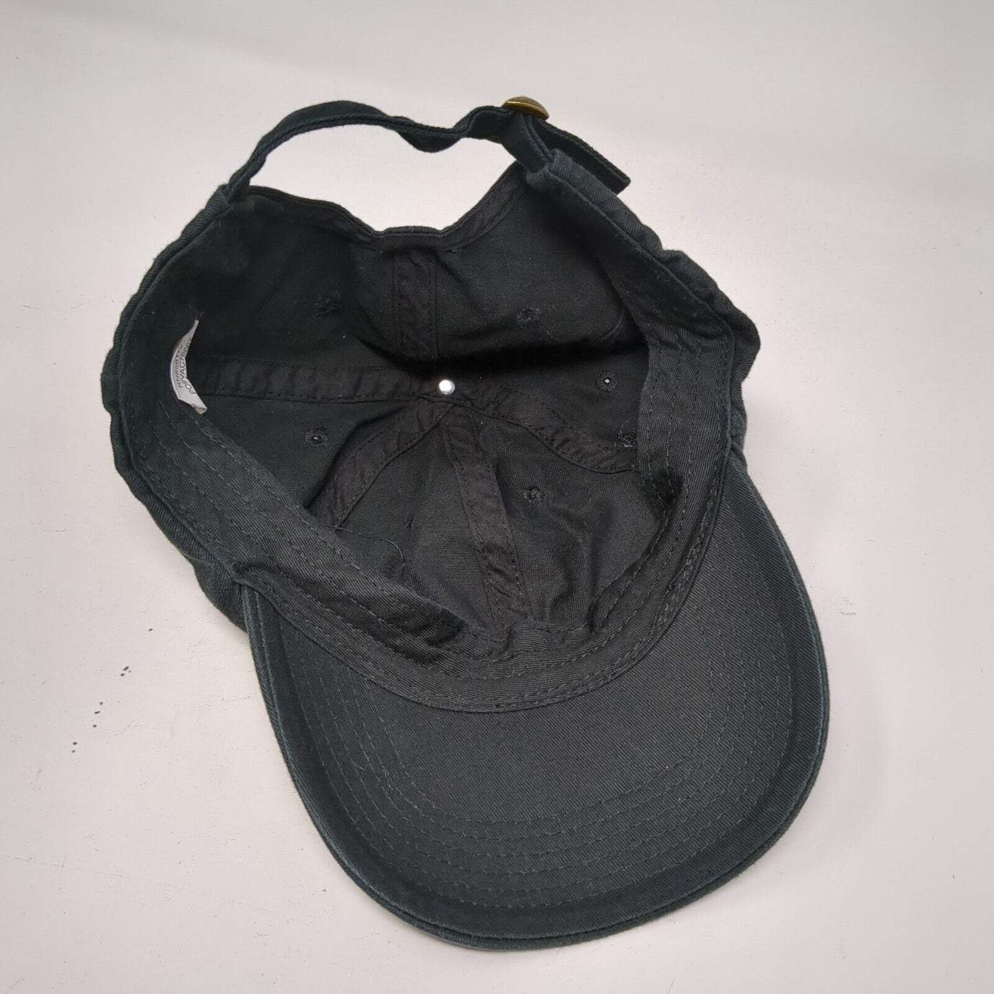 Smiley Slideback Hat Black OSFA Adjustable 6 Panel Vented Holes Cotton