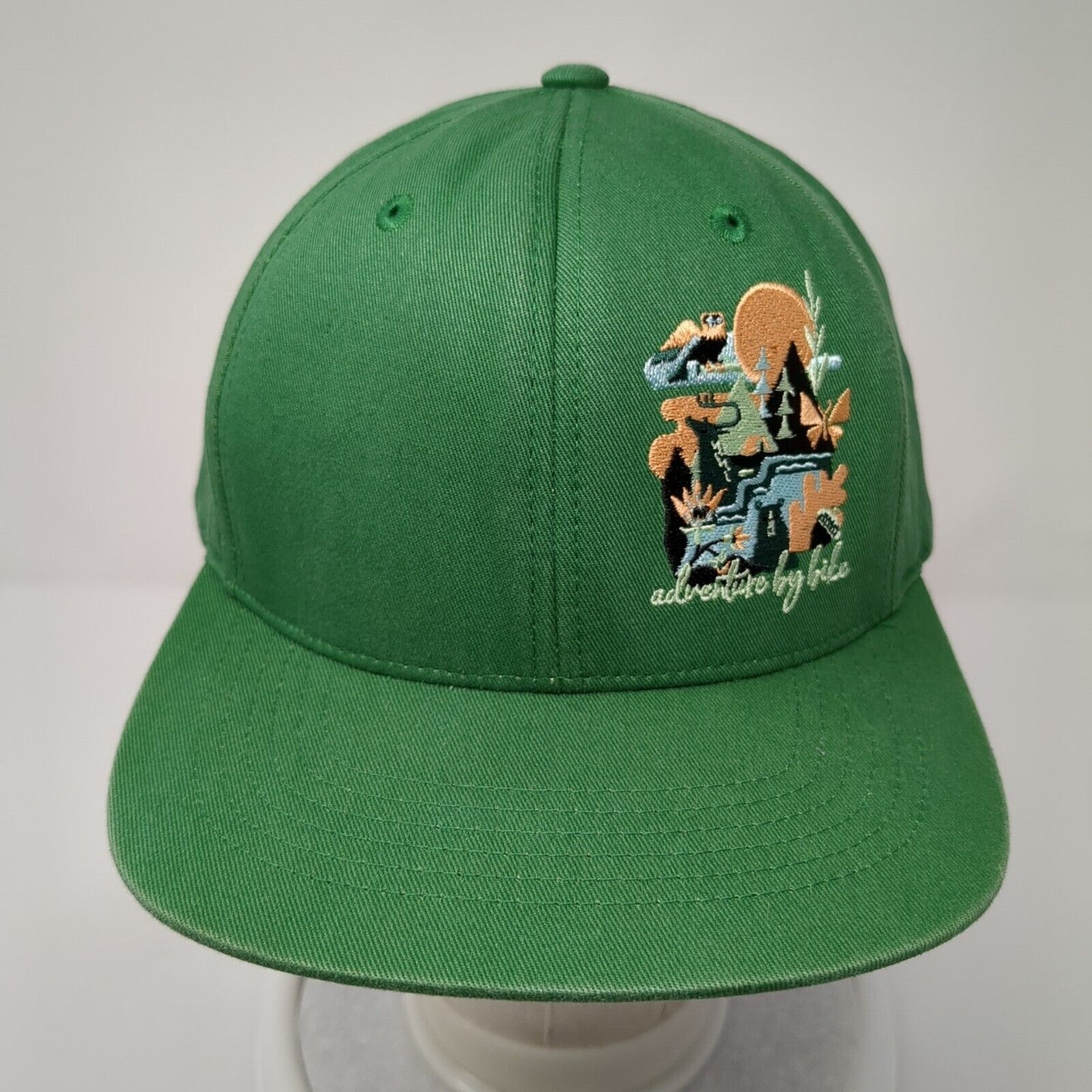 Adventure By Bike Snapback Hat Green OS Adjustable Embroidered 6 Panel Salsa