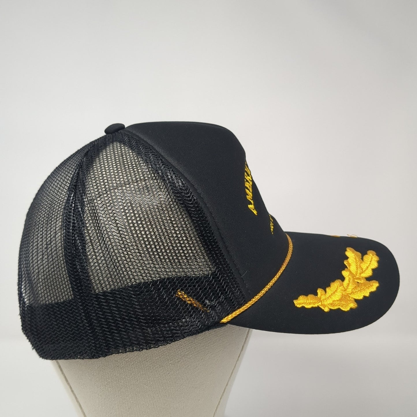 American Legion Trucker Hat Black One Size Adjustable Mesh Back 6 Panel Otto