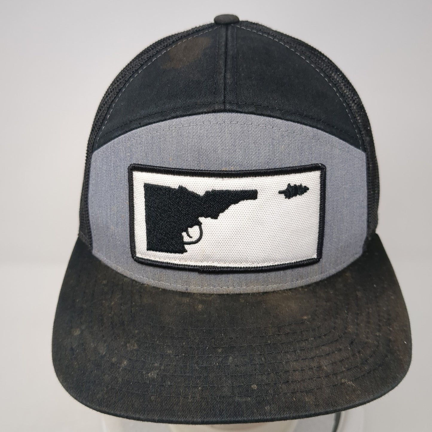 Idaho Gun Strapback Trucker Hat Black One Size Mesh Back Richardson