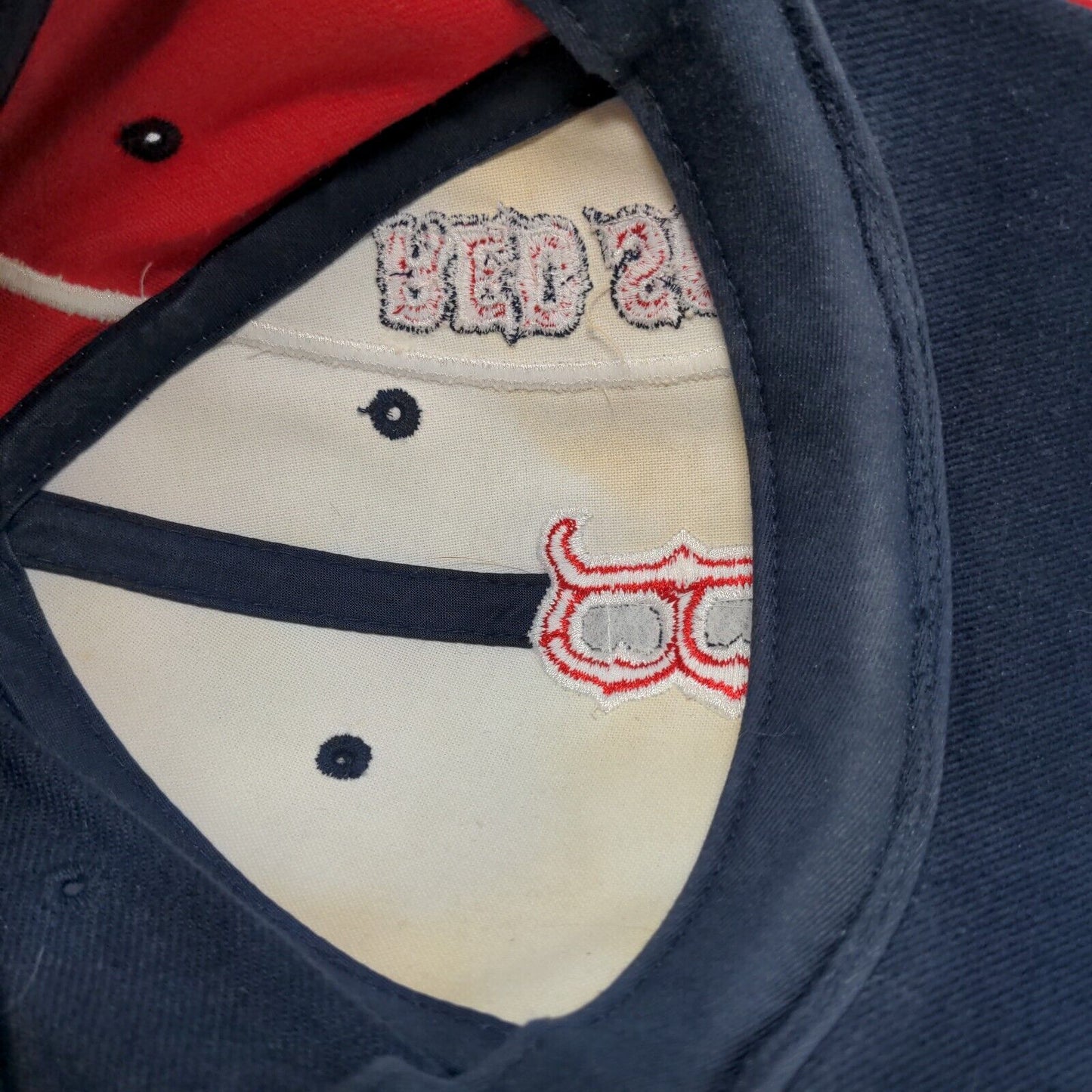 Boston Red Sox Strapback Hat Blue Red Embroidered Logo OSFA TEI MLB