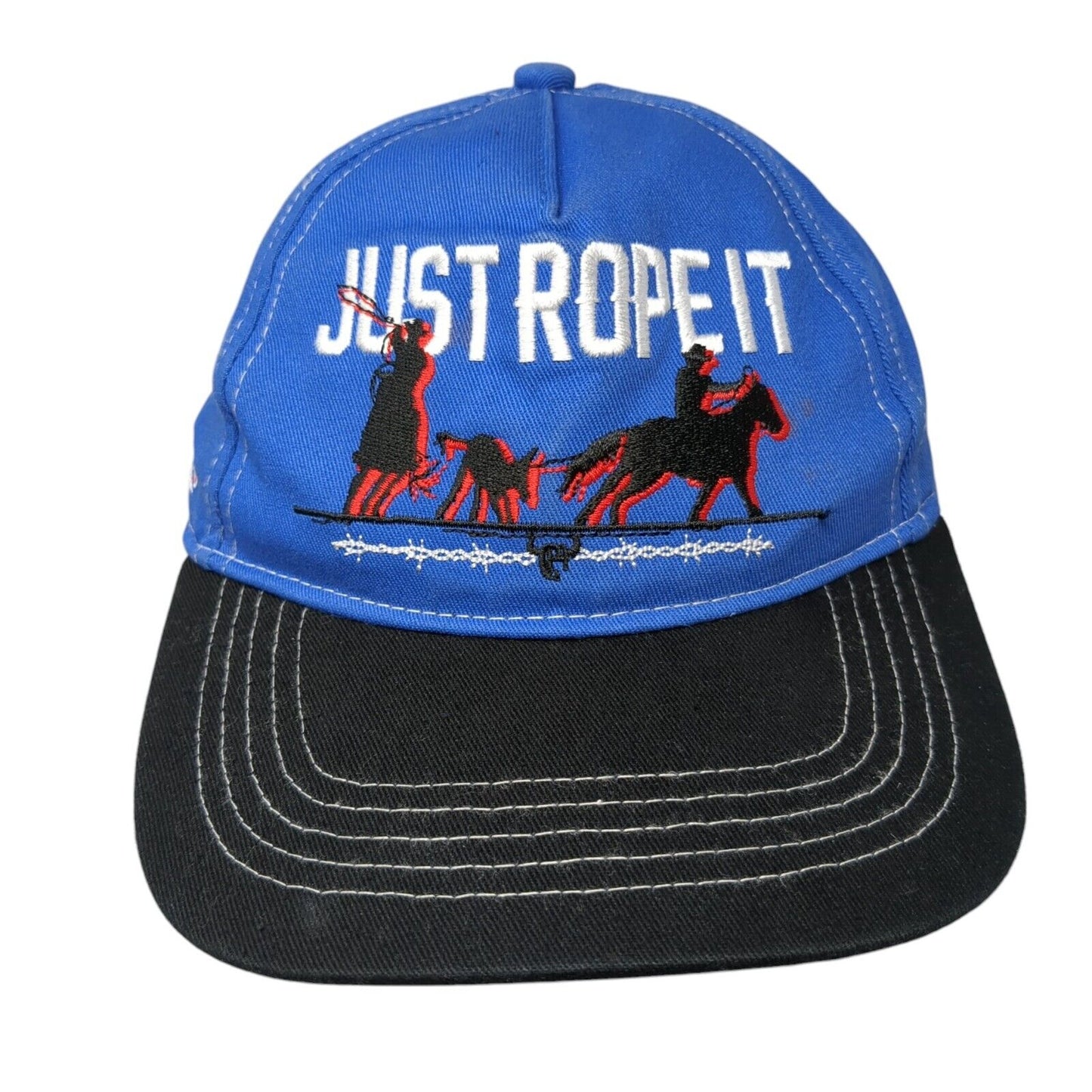 Just Rope It Strapback Hat Blue Youth One Size Adjustable Cowboy Hardware