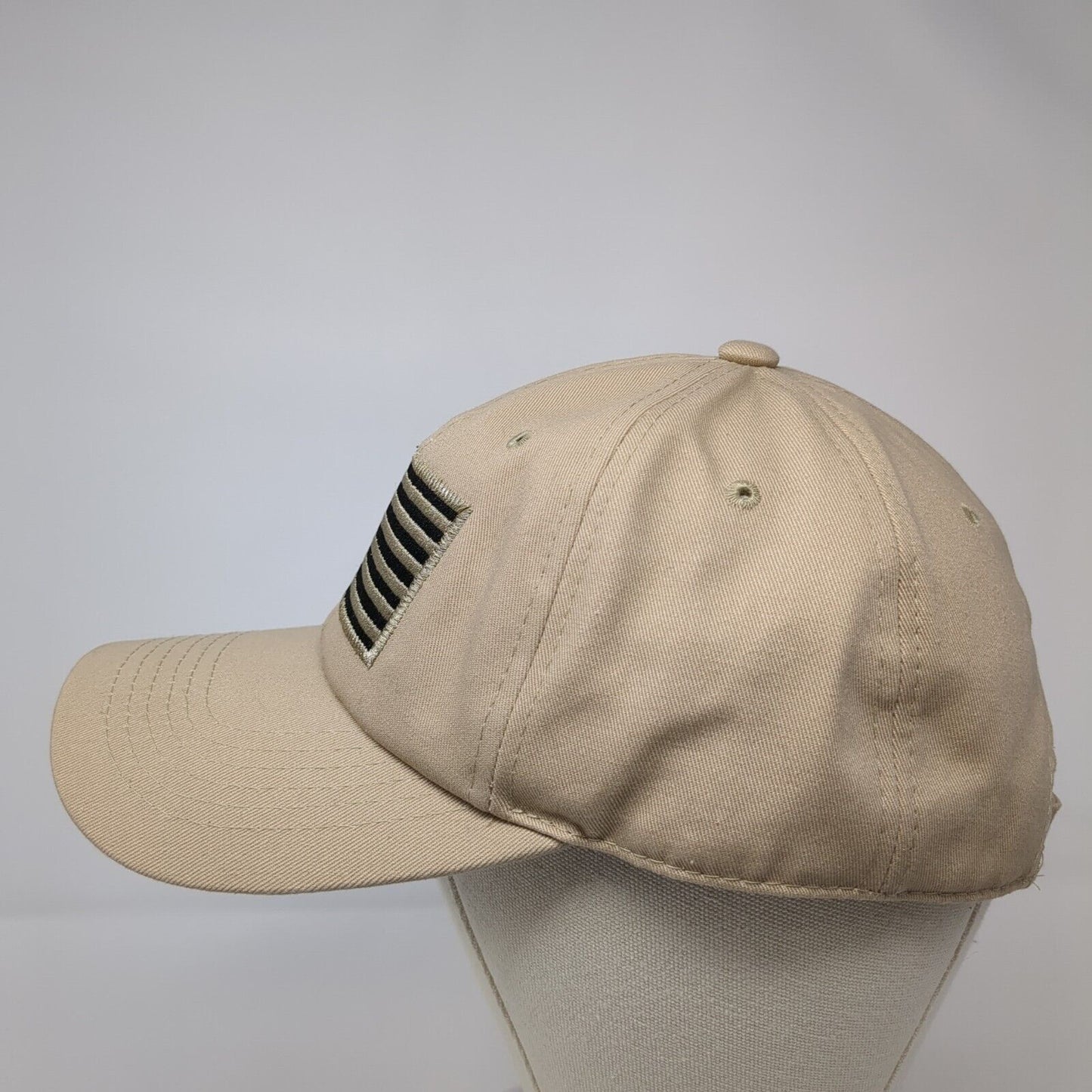 American Flag Slideback Hat Tan One Size Adjustable Embroidered Patriotic IIN