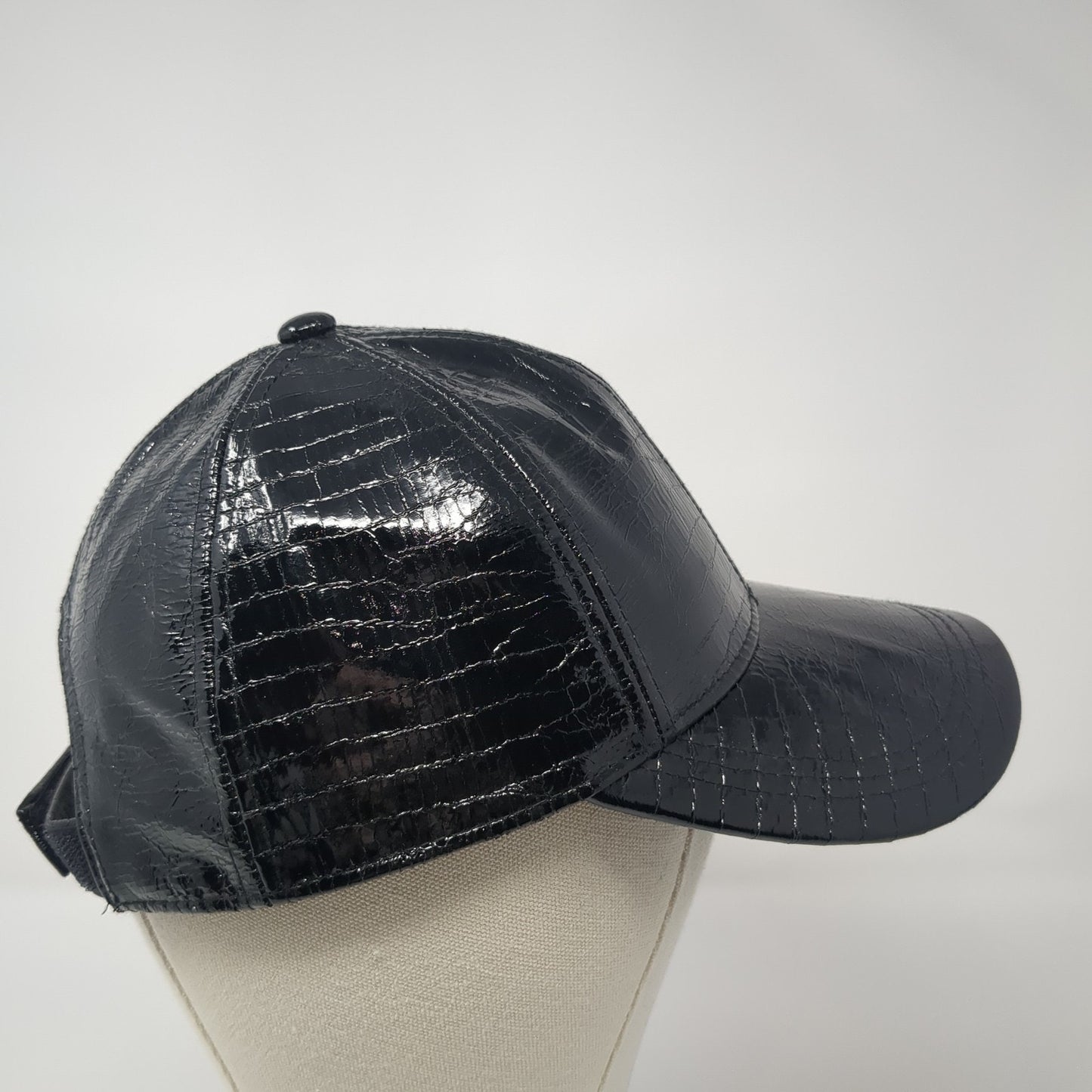 H&M Strapback Hat Black Small Adjustable PU Coated Solid Outdoor Blank
