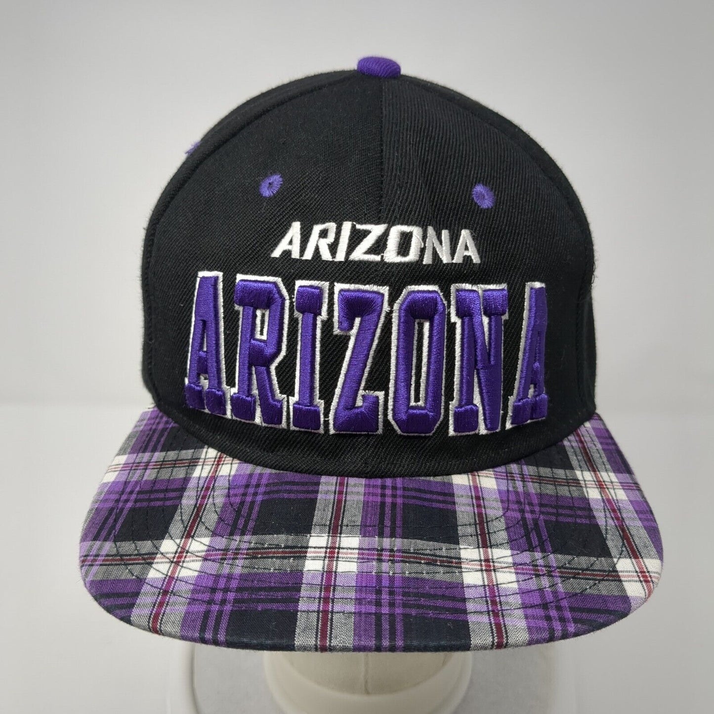 Arizona Snapback Hat Multicolor One Size Adjustable Embroidered Plaid Headline