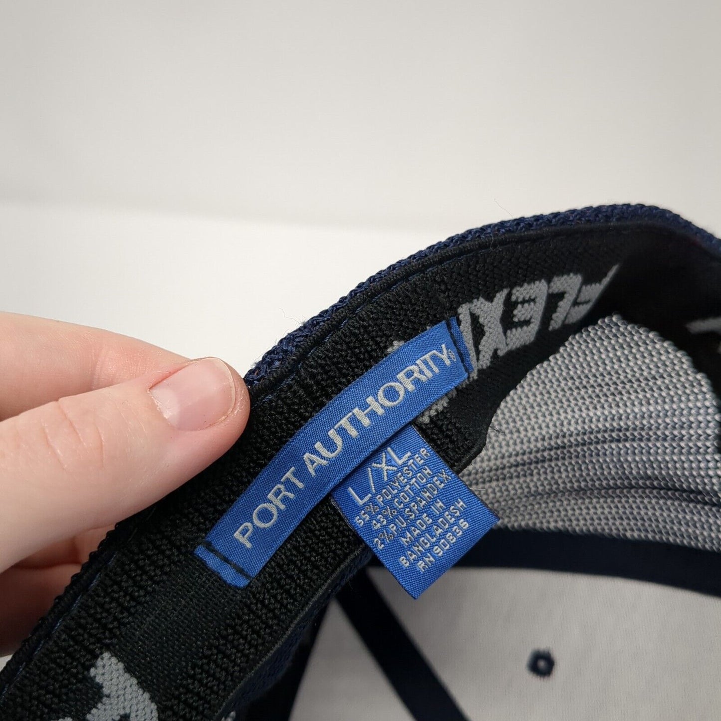 Port Authority Fitted Trucker Hat Blue L/XL Flexfit Mesh Back 6 Panel Blank