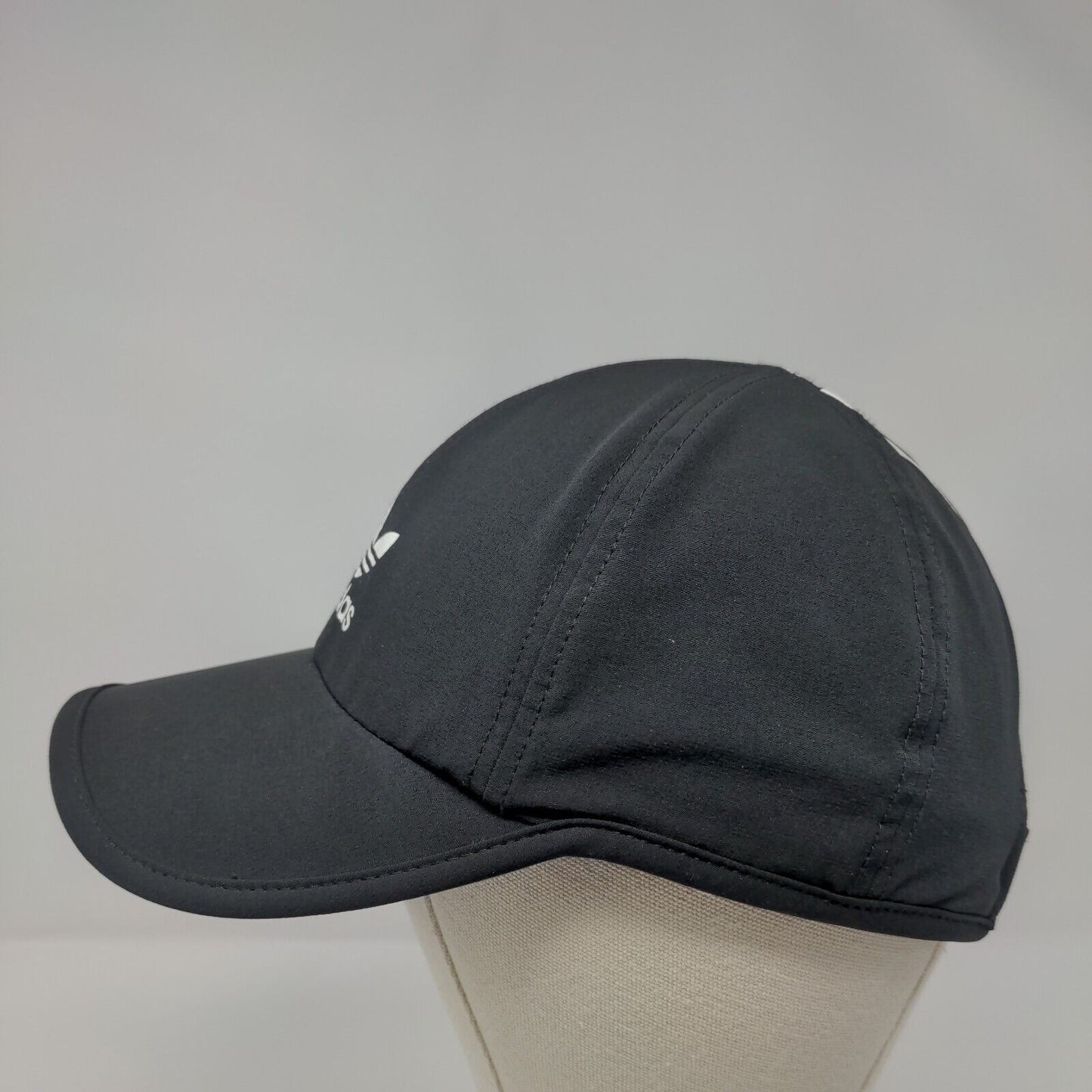 Adidas Strapback Hat Black OSFA Adjustable Lightweight 3-Stripes 6 Panel