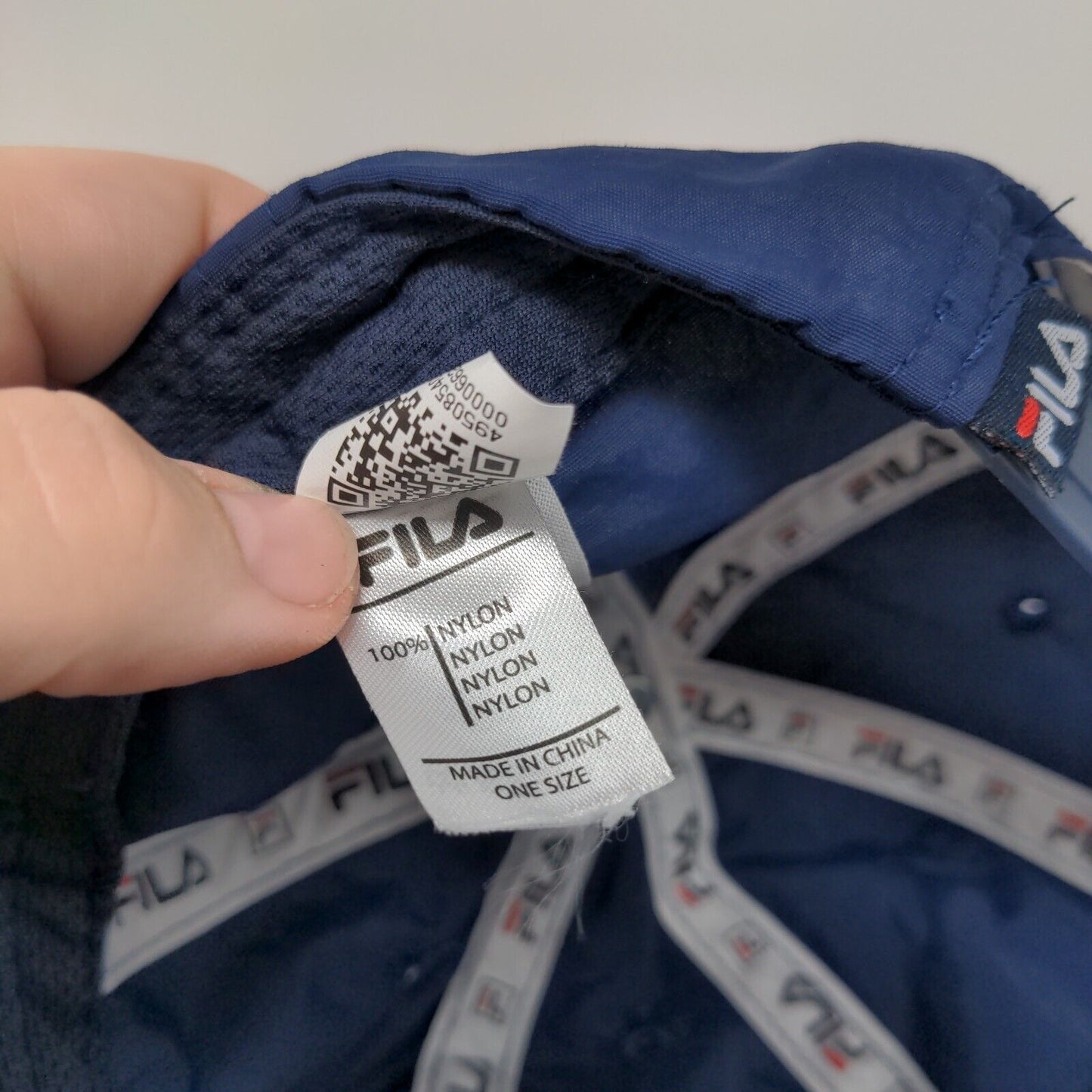 FILA Snapback Hat Blue One Size Adjustable Solid 6 Panel Vent Holes