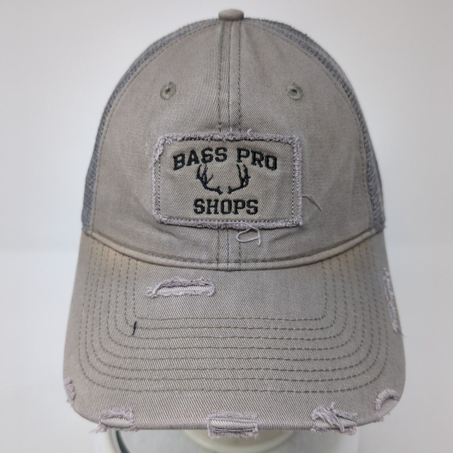 Bass Pro Shops Slideback Hat Gray OS Adjustable Mesh Back Distressed Gone Fishin