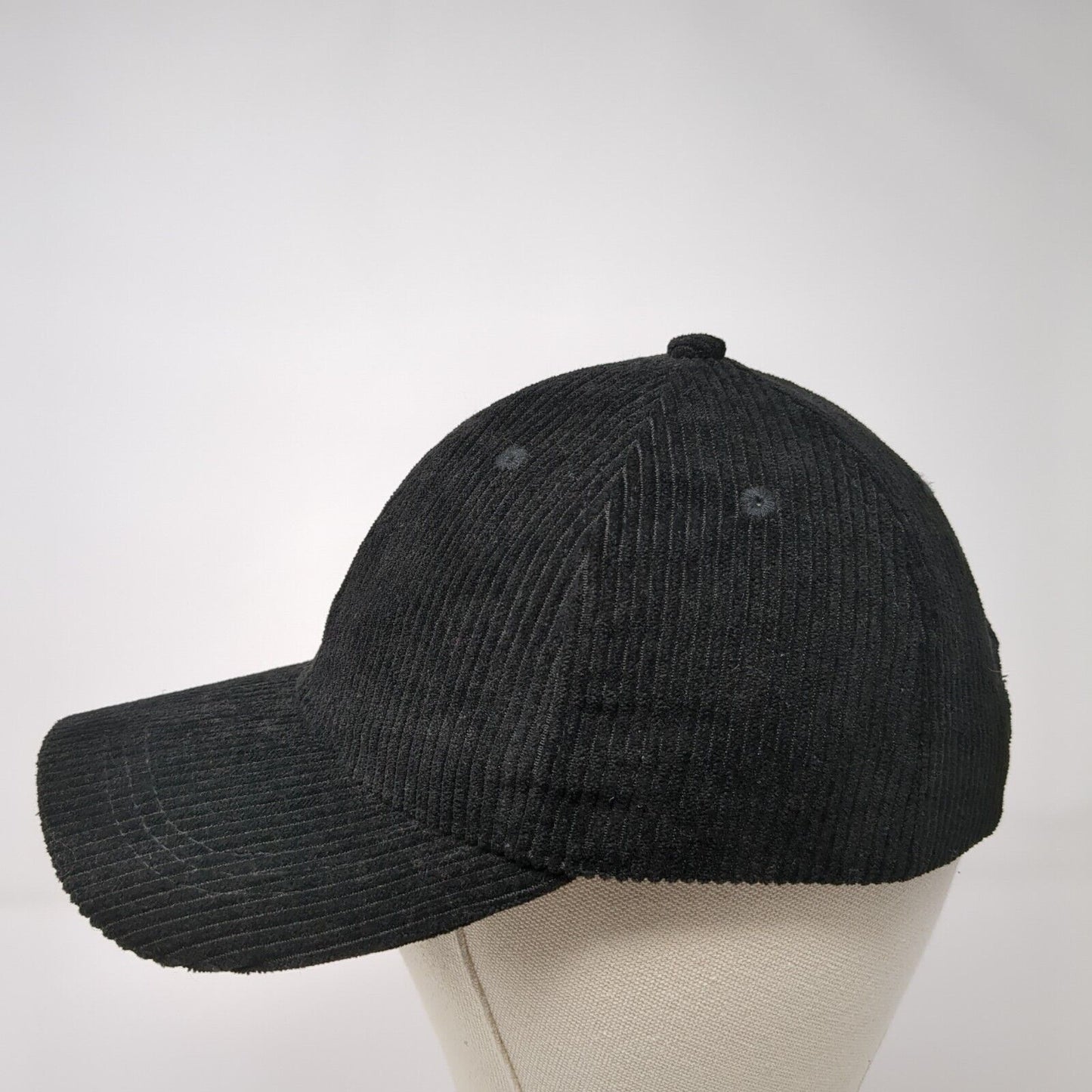 Unbranded Slideback Hat Black One Size Solid Adjustable Blank Corduroy