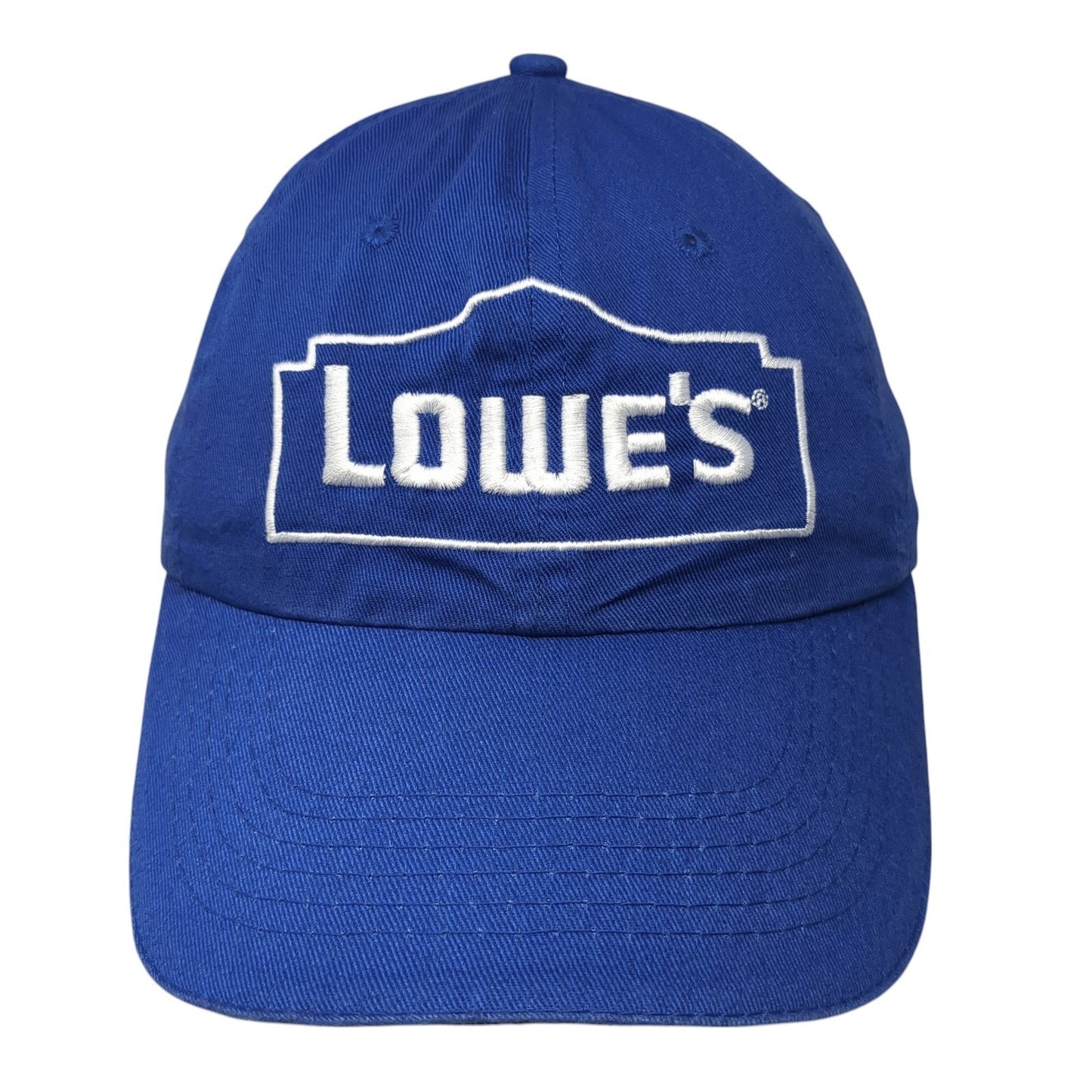 Lowe's Strapback Baseball Cap Blue One Size Adjustable Embroidered 6 Panel