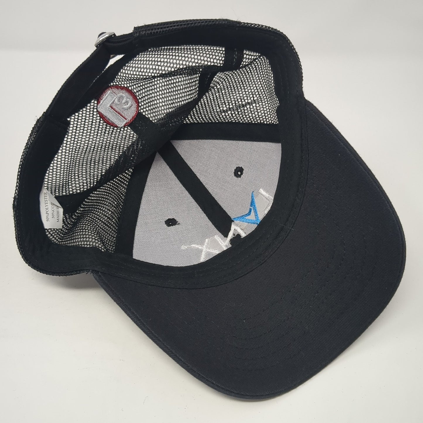 LYNX Slideback Trucker Hat Black One Size Adjustable Embroidered Mesh Back