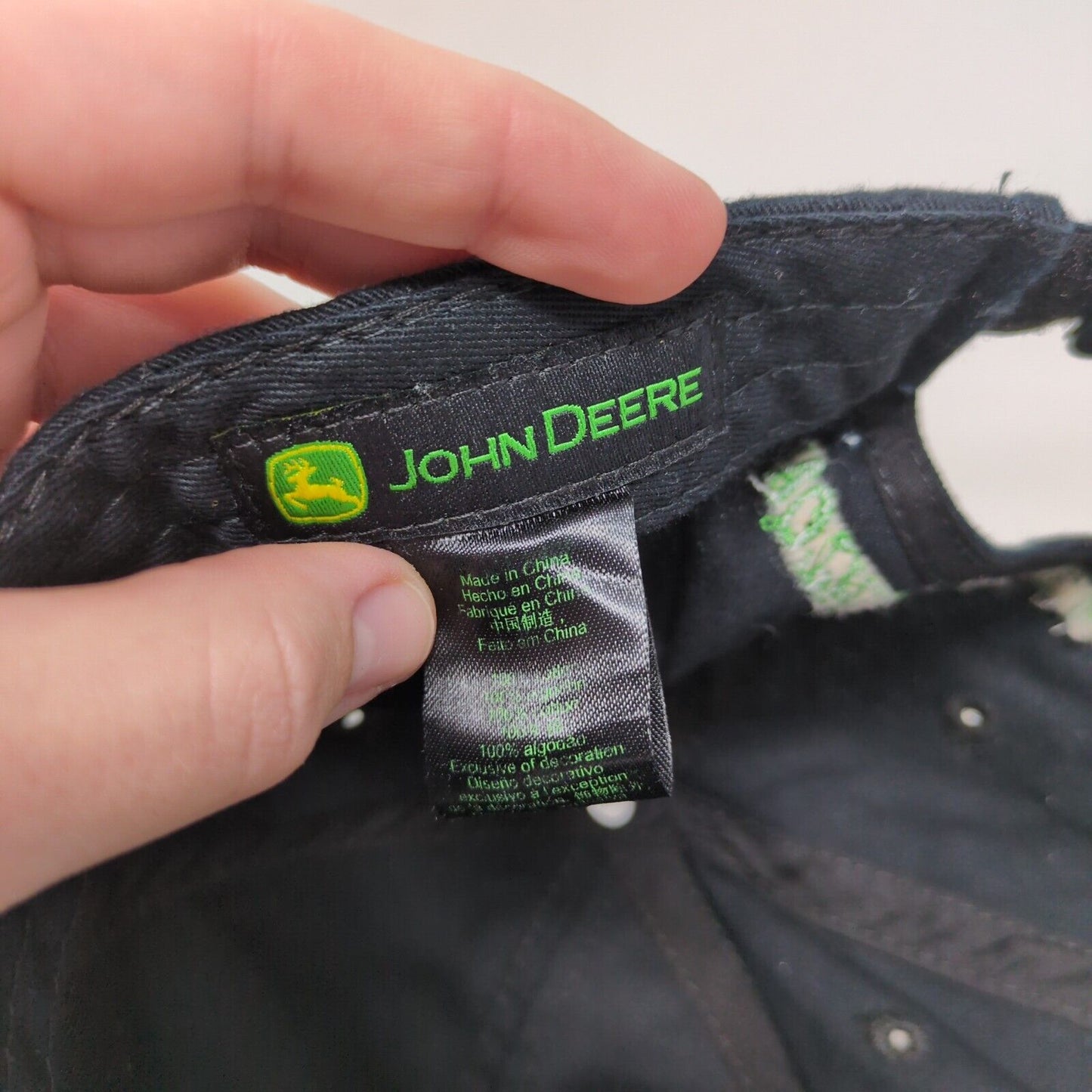 John Deere Strapback Hat Black One Size Solid Nothing Runs Like A Deer