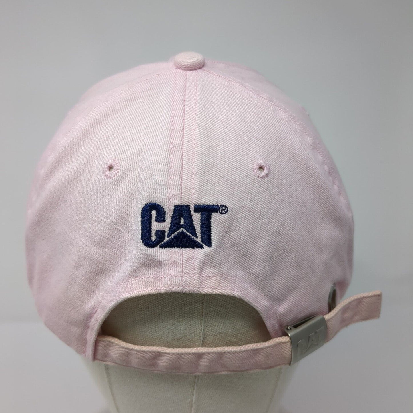 Caterpillar Slideback Hat Pink OSFM Adjustable Embroidered Vented Holes 6 Panel
