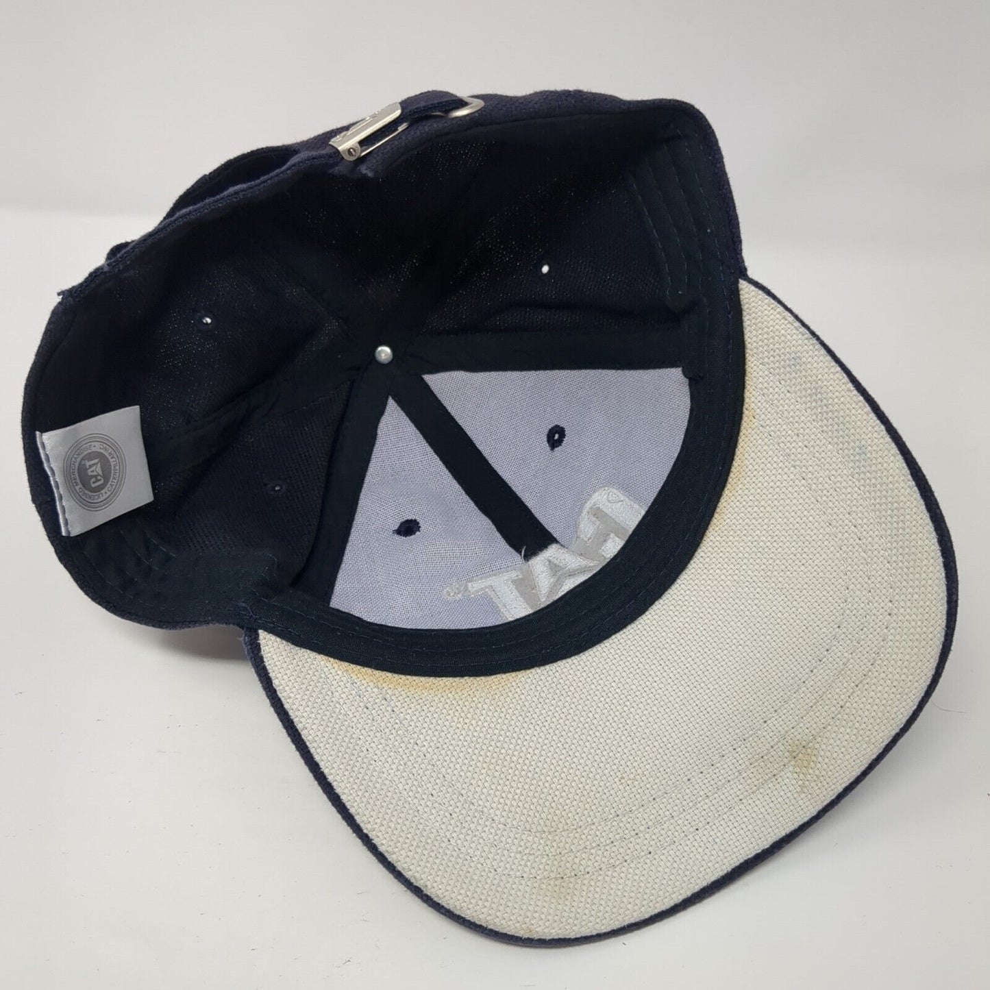 CAT Slideback Hat Blue One Size Adjustable Embroidered Vented Holes 6 Panel
