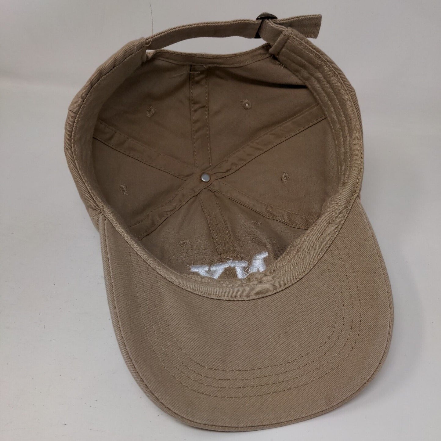 NY Slideback Hat Tan One Size Adjustable Embroidered Solid 6 Panel