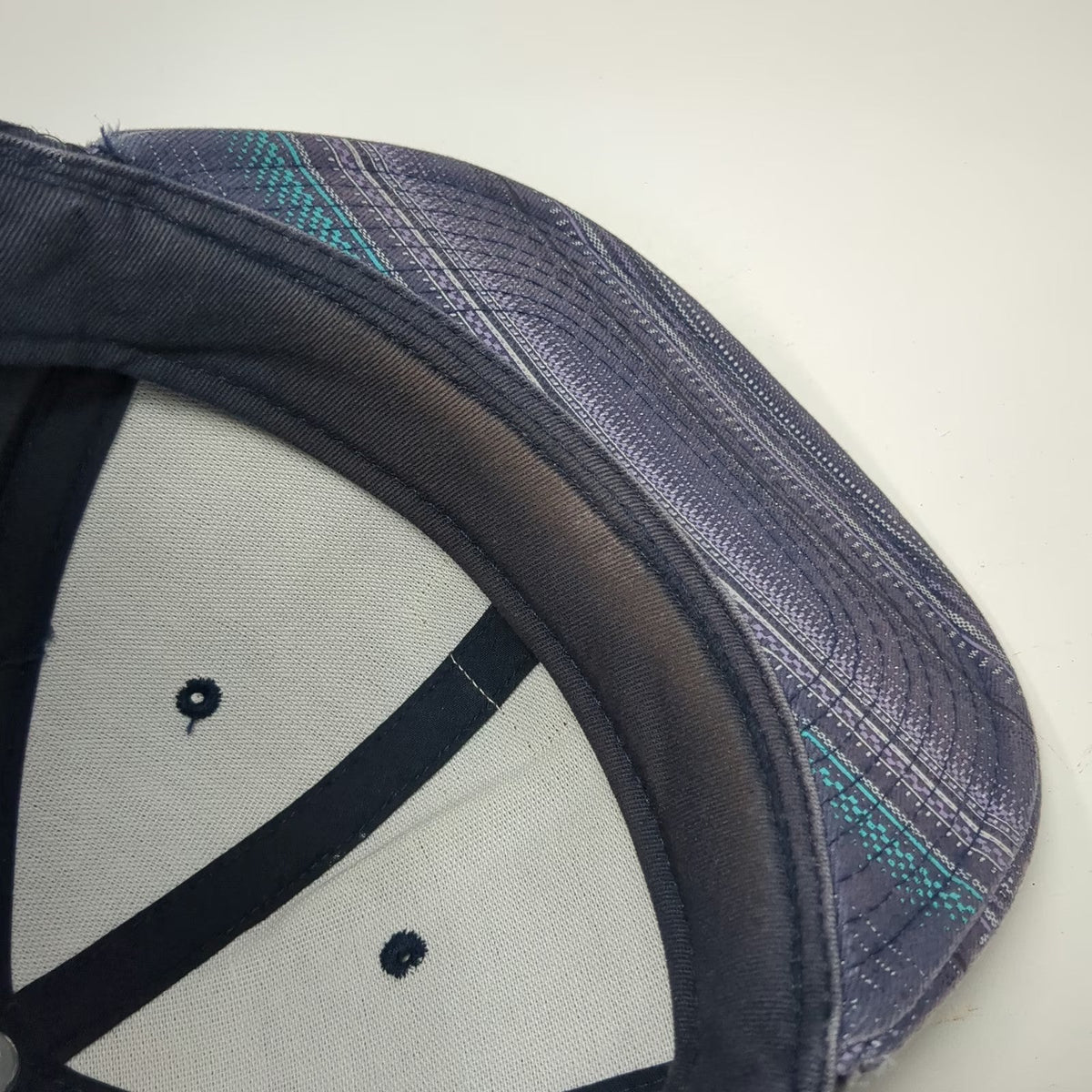 Vans Snapback Black Blue Purple One Size Patterned Brim Faux Leather Patch Hat