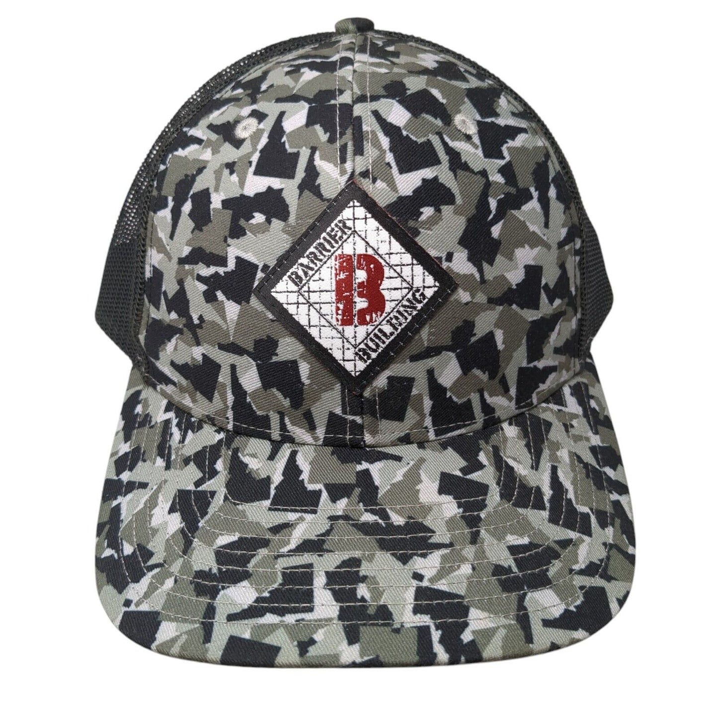 Barrier Building Snapback Trucker Hat Camo One Size Adjustable Mesh Pride Camo