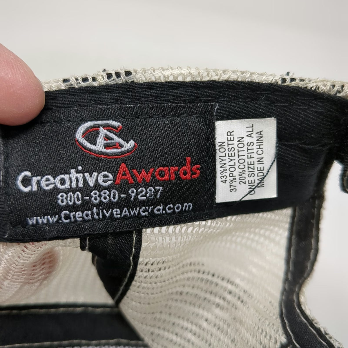 Creative Awards Baseball Cap Black OSFM Mesh Back Z Tags Embroidered Logo Hat