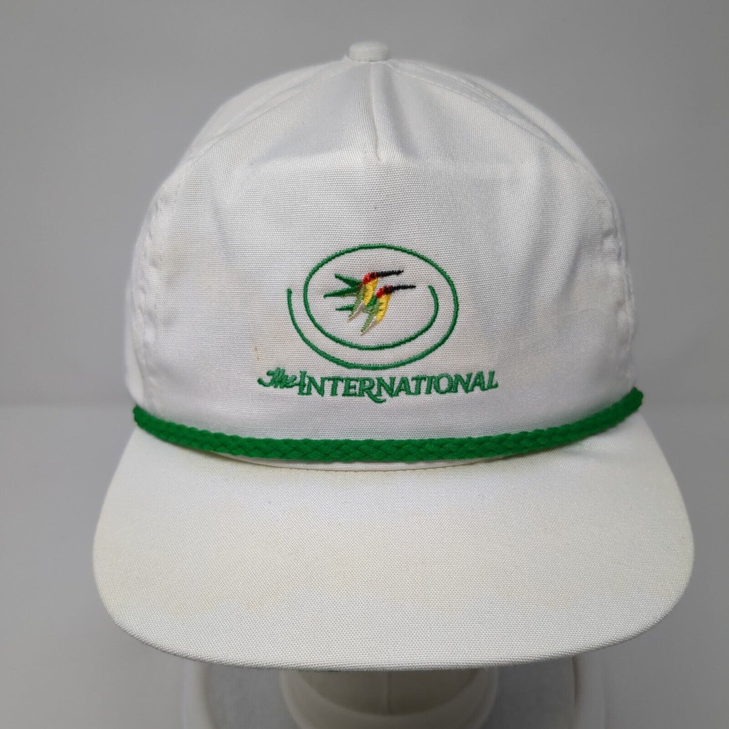International Slideback Rope Hat White One Size Solid Leather Strap