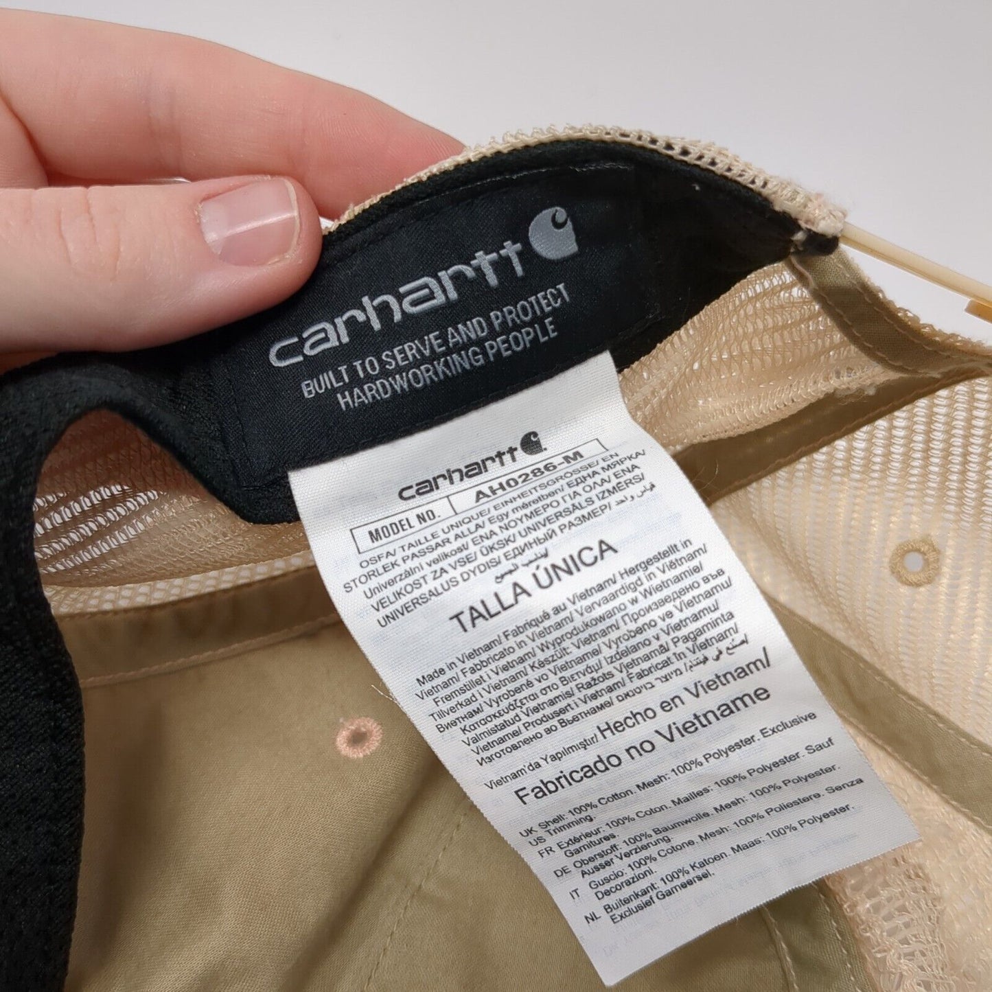 Carhartt Snapback Trucker Hat Tan One Size Adjustable Embroidered Mesh Back