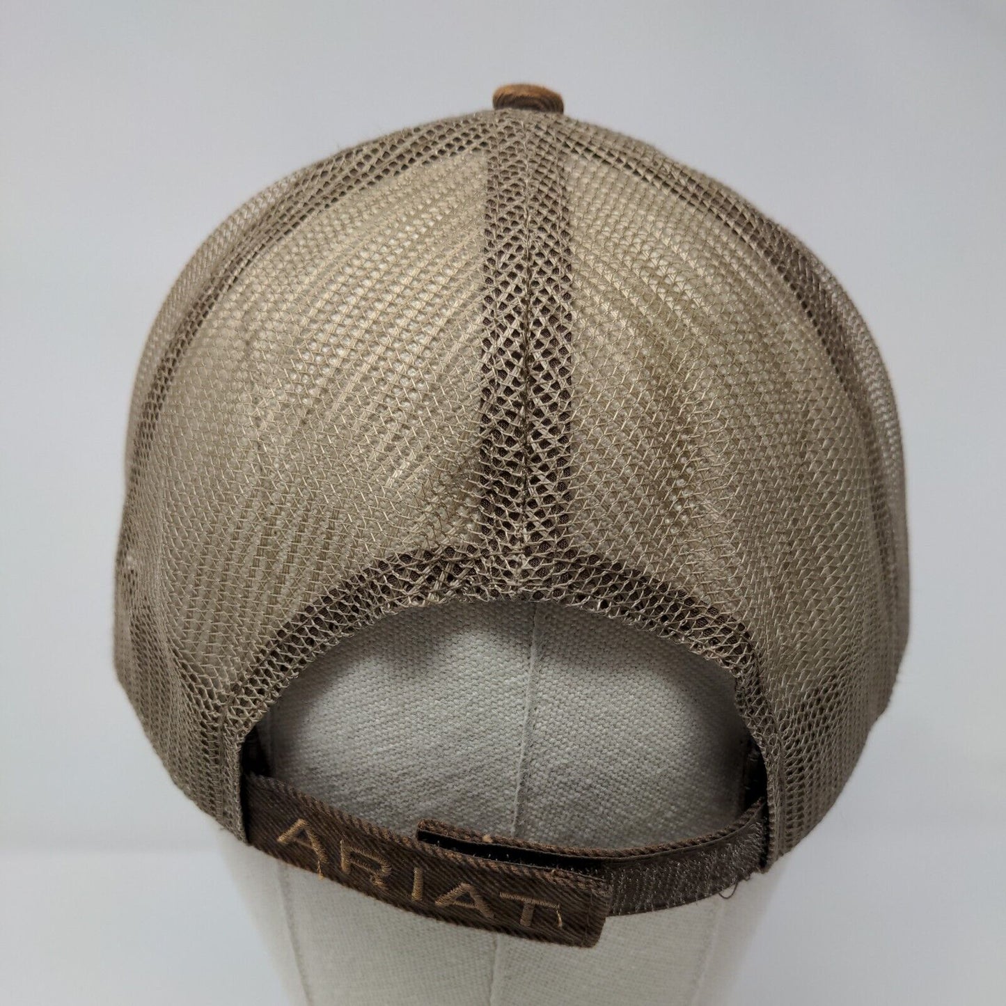 Ariat Snapback Trucker Hat Brown OSFM Adjustable Embroidered Mesh Back 6 Panel