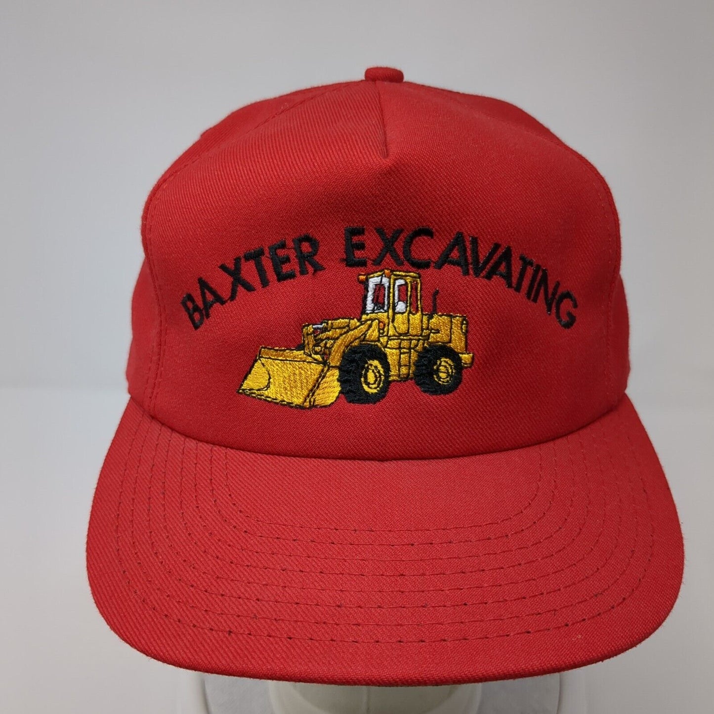 Baxter Excavating Snapback Hat Red One Size Adjustable Embroidered
