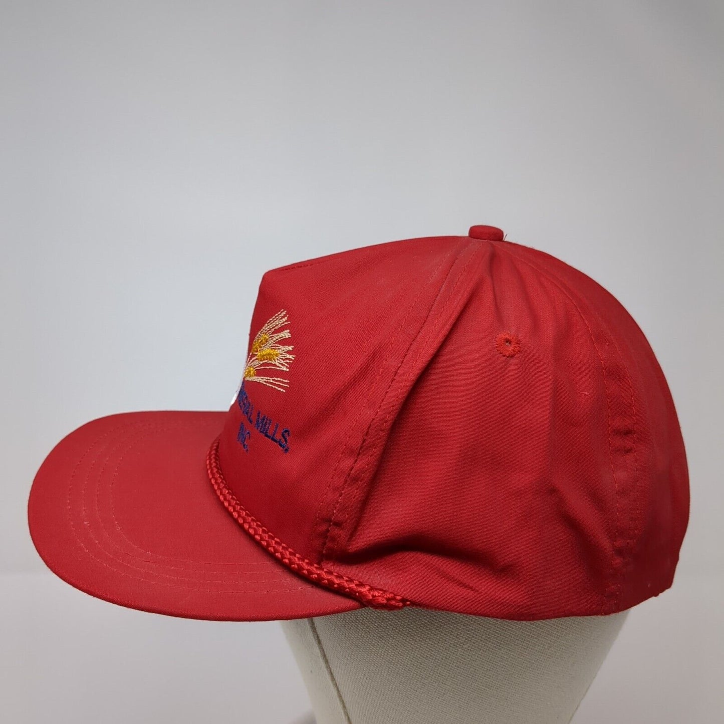 General Mills Inc. Slideback Rope Hat Red One Size Solid Leather Strap