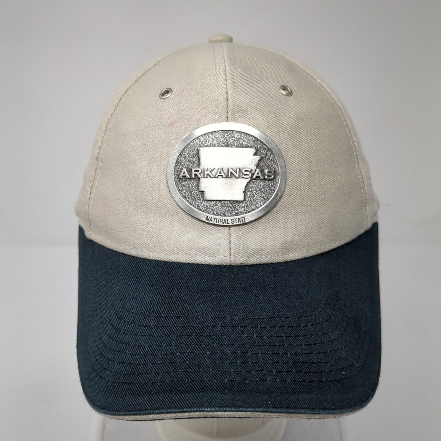Arkansas Natural State Slideback Hat Tan One Size Falcon Metal Art