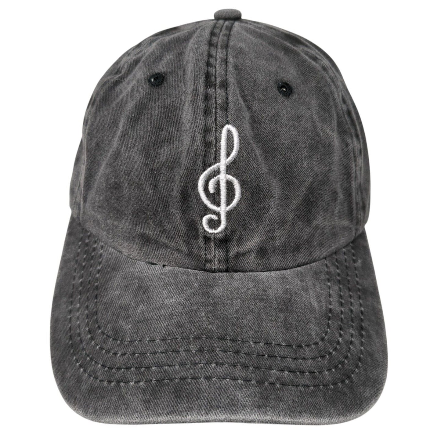 Treble Clef Notes Slideback Hat Gray One Size Adjustable Embroidered 6 Panel