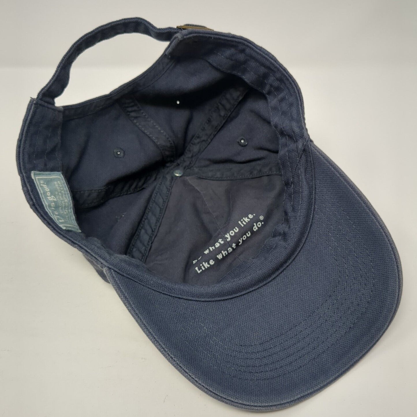 Fish Slideback Hat Blue One Size Adjustable Embroidered Life Is Good